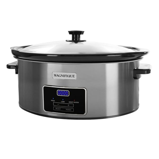 8-Quart Digital Programmable Slow Cooker with Timer - Small Kitchen Appliance for Family Dinners - Serves 10+ People - Heat Settings: Keep Warm, Low and High