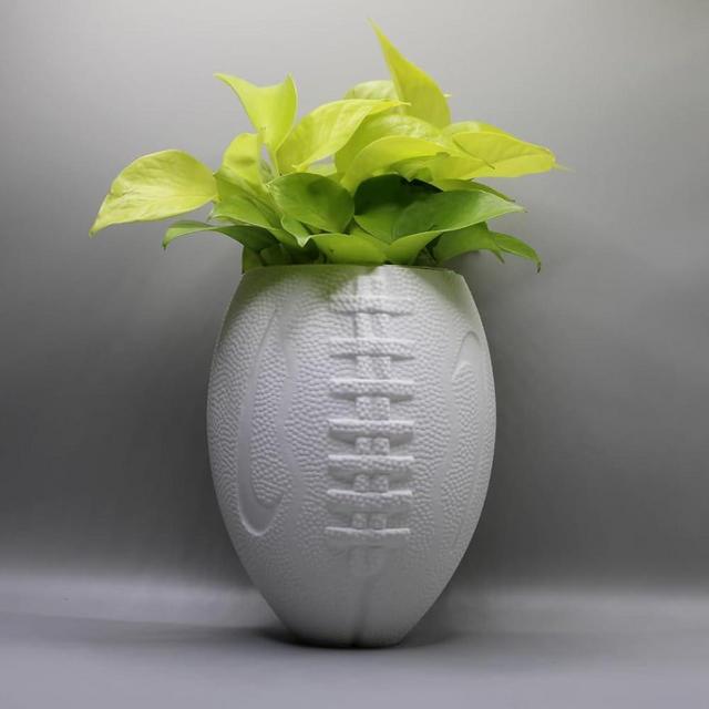 American Football Planter Pot WHITE 3D Printed - Plant Pot for Indoor Plants- Plastic -Unique planter for indoor with Drainage hole - MADE IN USA