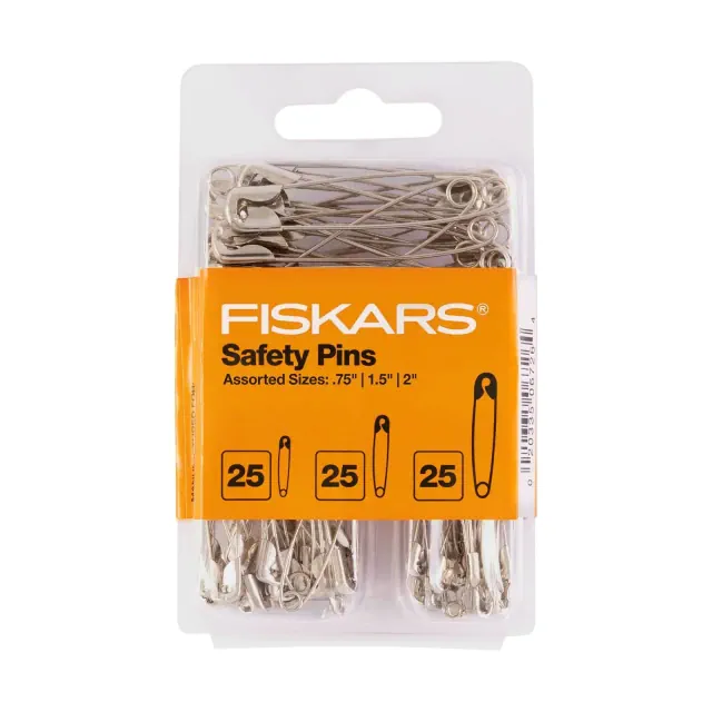 Fiskars 75pc Craft and Quilting Safety Pins: Steel Silver Sewing Needles for Quilting & Multipurpose Use