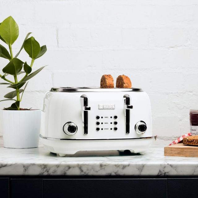 Haden Heritage 4-Slice Wide Slot Toaster, Ivory