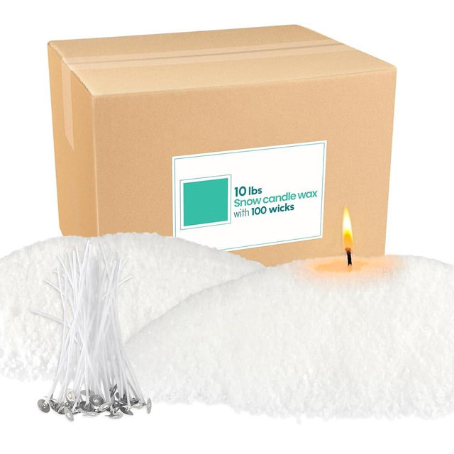 Wfmolcand 10 lb Natural Pearl Wax Sand DIY Set with 100 Wicks, Reusable, Continuous Burning, Unscented Candle Powder, Designed for Handmade Candles, Wedding Celebrations and Party Decorations