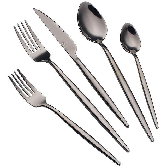 CHAAMFORGE 20 Piece Luxury Silverware Set for 4 Black Mirror-Polished 18/10 Stainless Steel Heavy Flatware Set Modern Cutlery Set Knife/Fork/Spoon with Gifts for Home & Restaurant