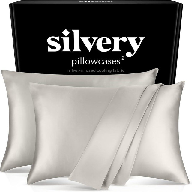 Silvery Silver Infused Pillowcase Set - 2 Pack Self-Cooling Pillowcases with Self-Cleaning Silvery Technology™ for Hygienic Sleep - Luxurious Silky Soft Comfort (Ice Blue, King)