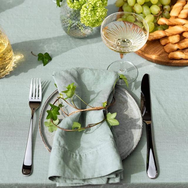 Rough Linen Smooth Linen Napkin Set (Set of Six in Agave)