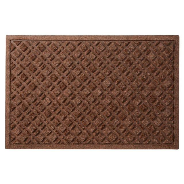 Heavyweight Recycled Waterhog Doormat, Plaid in Blue