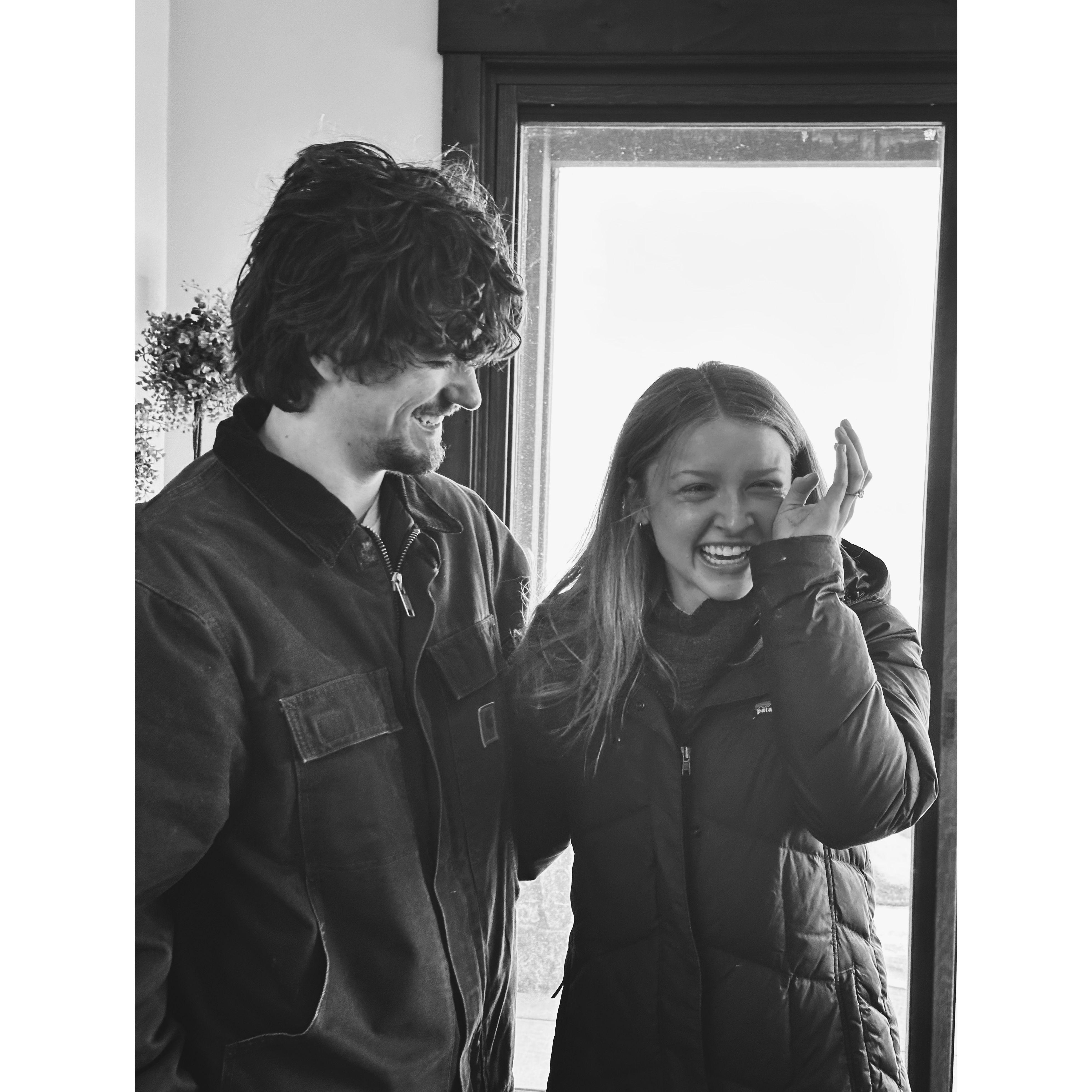 The day we got engaged. Josiah surprised Tatum over Spring Break and proposed in Montana.
