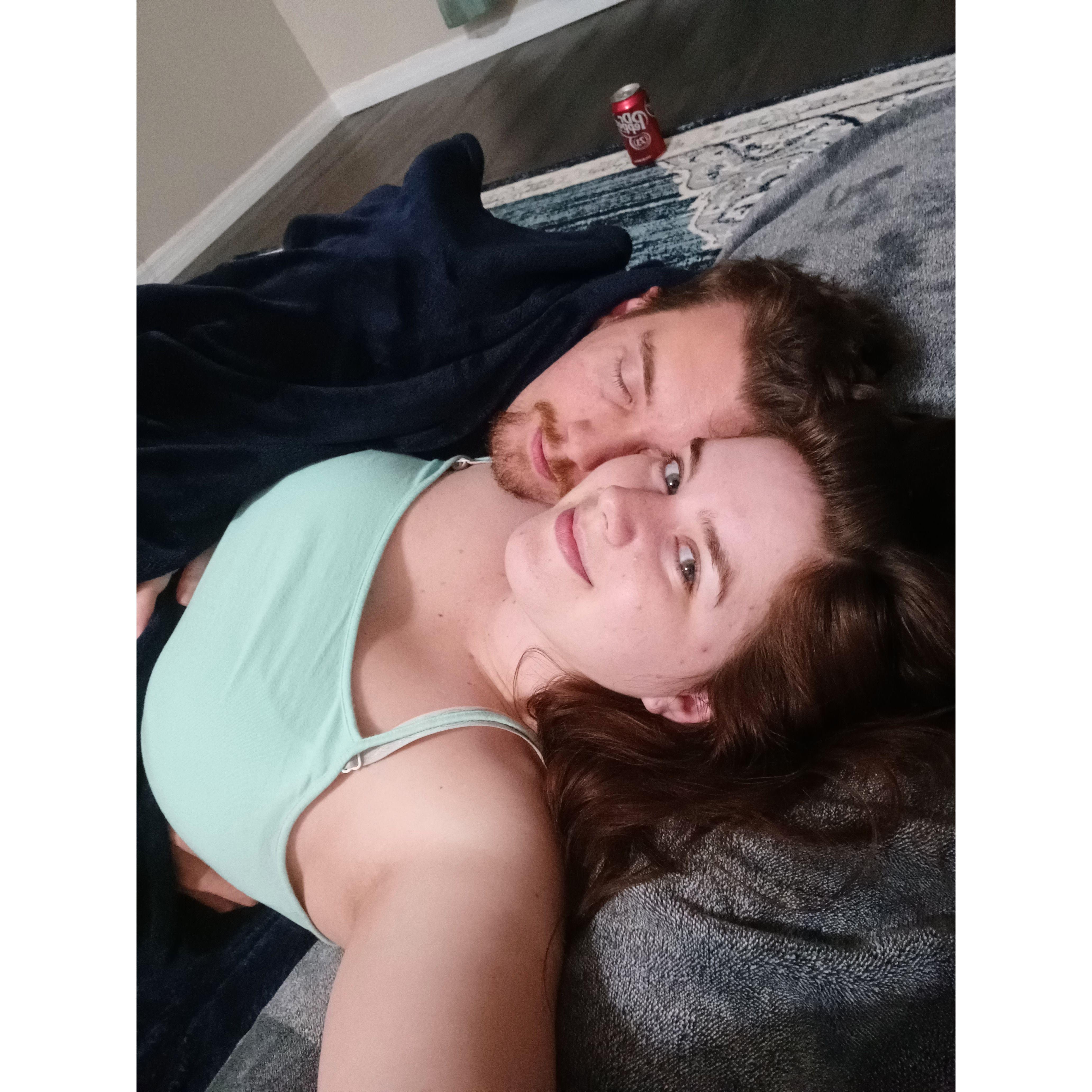 The first night in our first apartment. No furniture, just love.