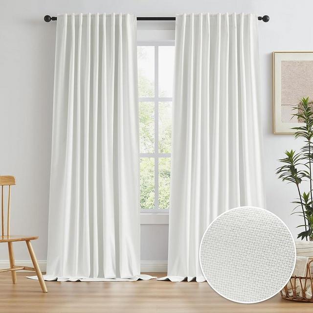 KEQIAOSUOCAI Blackout Curtain Panels 108 Inch Length, 72 Inch Wide Drapery, Pinch Pleated Window Curtain Panels for Track System Back Tab(72x108, 2 Pcs, Ivory/Cream Color