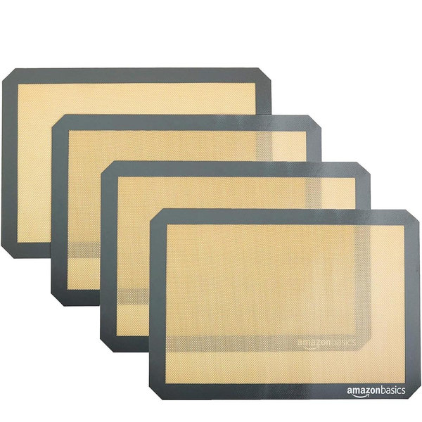 Amazon Basics Silicone, Non-Stick, Food Safe Baking Mat, Pack of 4