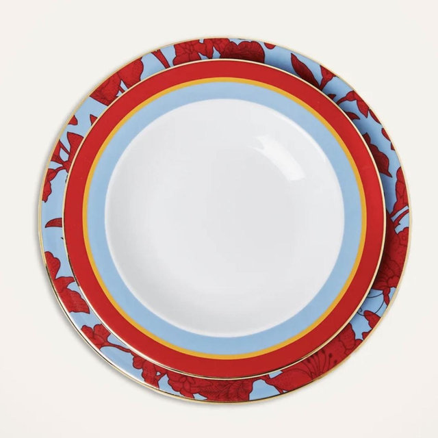 Soup And Dinner Plates Set Roman Holiday Vino in Porcelain