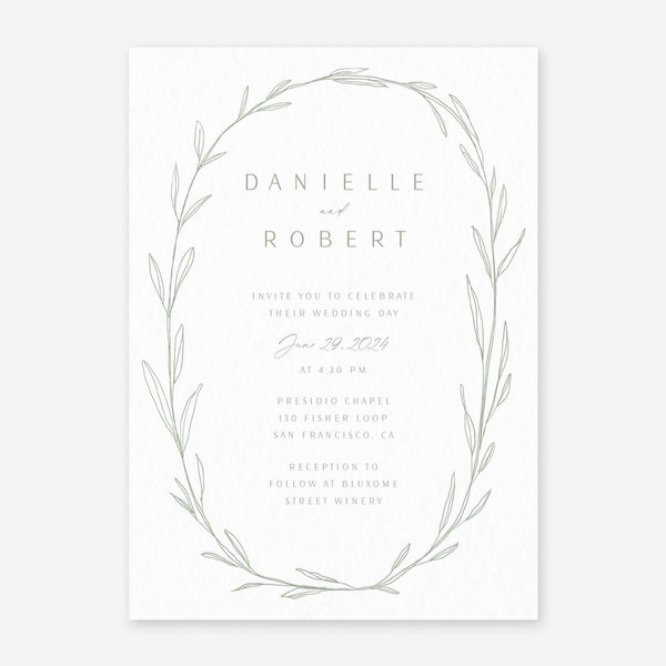 Avila Wreath Letterpress | Sage | Zola Wedding Invitations