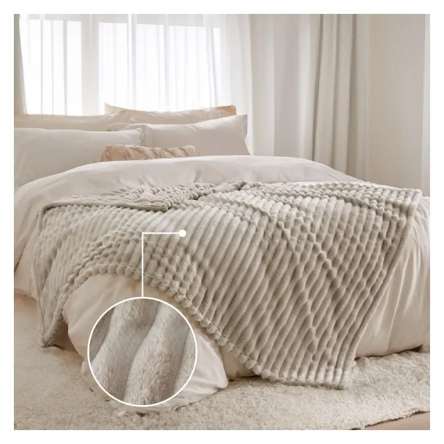 260GSM Bed Blanket With Chunky Corduroy Throw Size Linen - Cozy Comfort by Bedsure