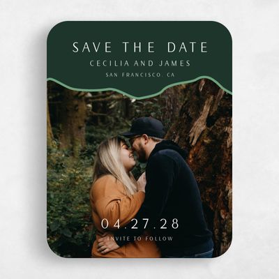 Green Rounded Wedding Save the Date - Cedarcrest Photo