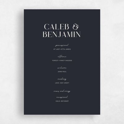Charcoal, Black Wedding Program - Latona