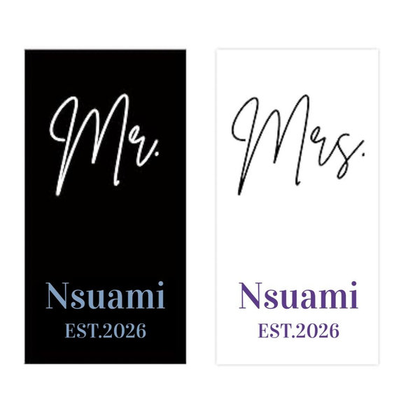 Personalized Mr and Mrs Beach Towels Set of 2 - Custom Beach Towels for Bride and Groom with Names,Customized Hubby and Wife Newlywed Couple Bath/Pool/Swim Towel for Honeymoon Wedding Gift