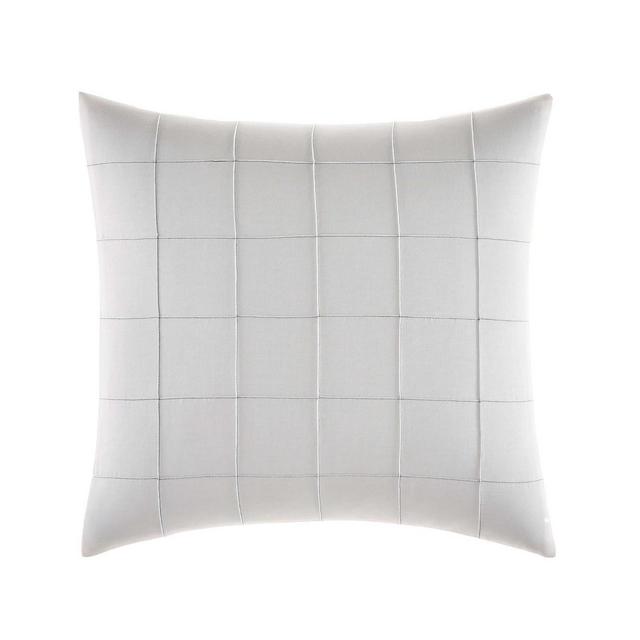 Vera Wang Shibori Grid White Pin Tuck Plaid Square Pillow