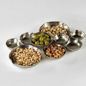 Cluster of Nine Round Serving Bowls - Nickel