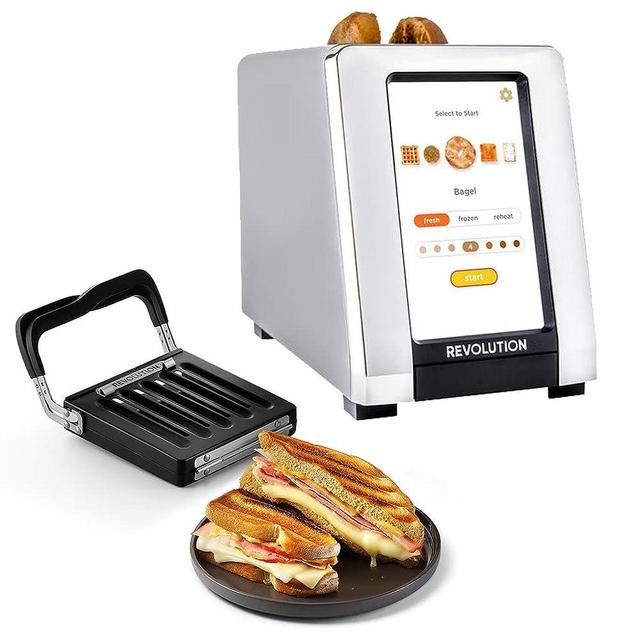 Revolution InstaGLO® R180S Toaster, in Stainless/Chrome + Revolution Toastie Press (BUNDLE) – Perfect Toast, Grilled Cheeses, Quesadillas, and Paninis in your Toaster