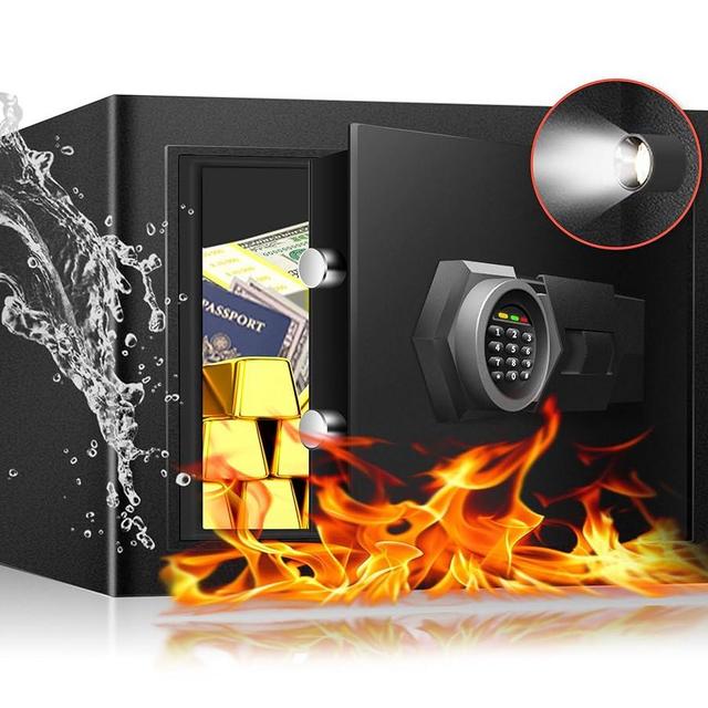 Fdsutvit Safe Box, 1.0 Cu Ft Home Safe, Steel Security with Digital Electronic Keypad, Safety Lock Box for Home, Removable Shelf, Office Safe for Documents Money Jewelry Guns
