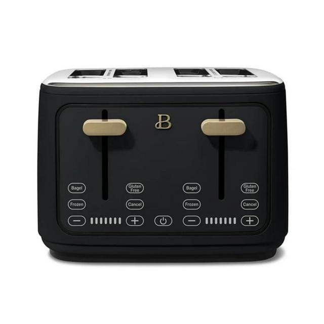 Beautiful 4-Slices Toaster with Touch-Activated Display, Soft Matte Finish, Extra-Wide Self-Adjusting Slots, 7 Browning Settings, 1800-Watt Power, Removable Crumb Tray, Cord Wrap (Black Sesame)