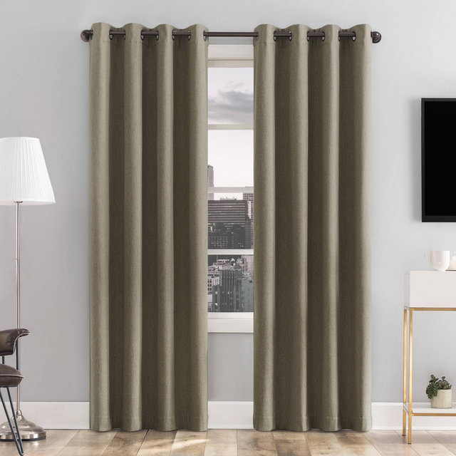 84"x50" Tyrell Tonal Texture Draft Shield Fleece Insulated 100% Blackout Grommet Curtain Panel Olive Green - Sun Zero
