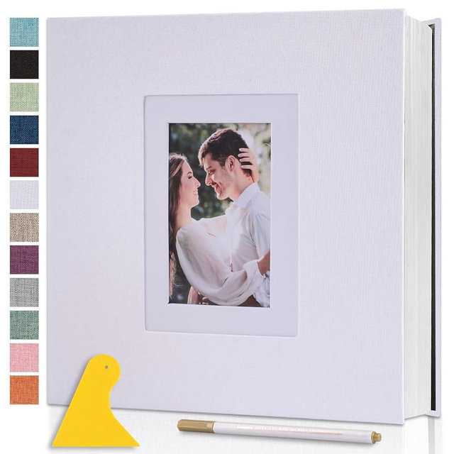Photo Album Self Adhesive Pages Scrapbook Large Magnetic Photo Albums with Sticky Pages Scrapbooks for Wedding Baby for 4x6 5x7 8x10 Picture Photo Books 13.2x12.8 White 60 Pages