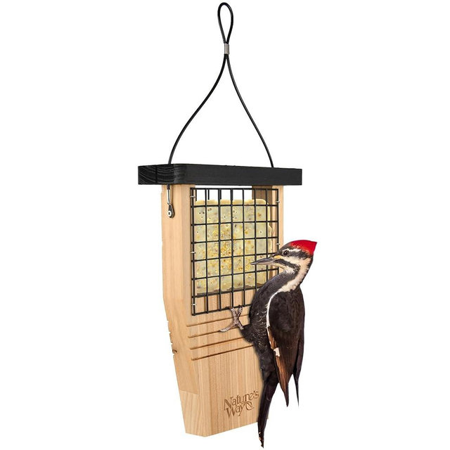 Nature's Way Bird Products CWF1 Tail-prop Suet Bird Feeder 12"H x 7.875"L x 3"W, Brown