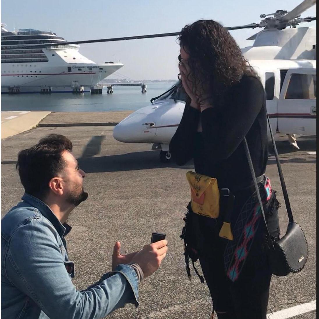 ~When Omar popped the question at the Long Beach heliport for our helicopter ride to Catalina Island!~