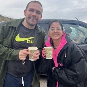 A freezing dip in the ocean made better with a hot whiskey