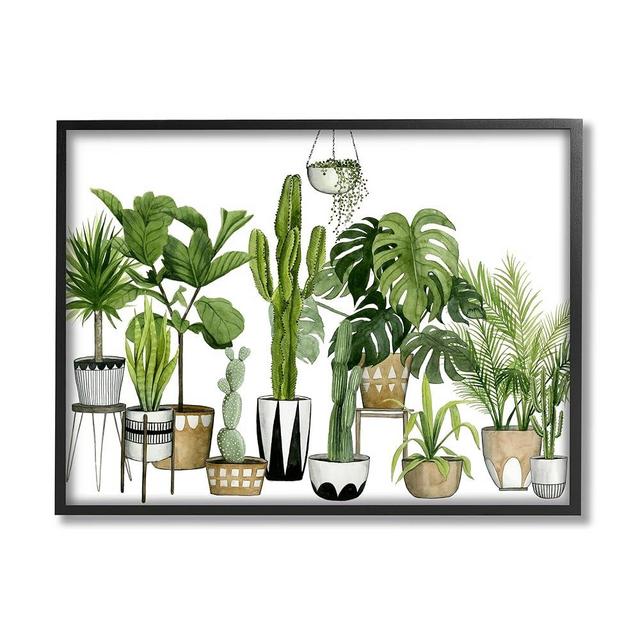 Stupell Industries Boho Plant Scene with Cacti and Succulents in Geometric Pots Watercolor Framed Giclee Art Design By Artist Grace Popp