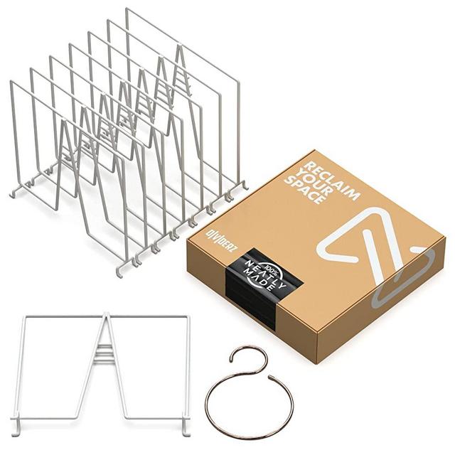 Neatly Made White Wire Shelf Dividers for Closet Organization 8-Pack – Sturdy and Easy Set-Up Closet Shelf Dividers for Wire Shelving 12 inches deep with Bonus Rose Gold Hanger
