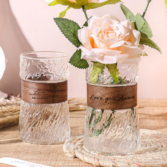 Personalised Engraved Vase | Custom Engraved Memorial Wedding | Flower Vase Bridesmaid Proposal | Customized Mothers Day Gift Mother Vase