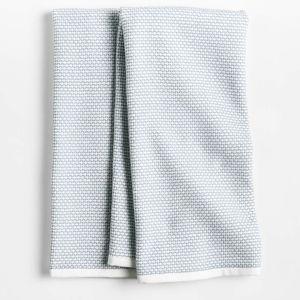 Textured Terry Harbor Blue Organic Cotton Kitchen Towels, Set of 2 | Crate & Barrel