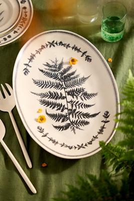Black Fern Stoneware Oval Serving Platter
