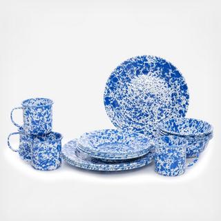 Splatter Enamelware 16-Piece Dinnerware Set, Service for 4