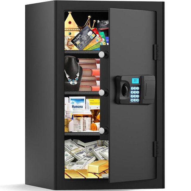 4.2 Cubic Large Home Safe Fireproof Waterproof, Digital Security Fireproof Safe Box with Combination Lock, Alarm Systerm and Removable Shelf, Fire Safes for Home Document Money Valuables