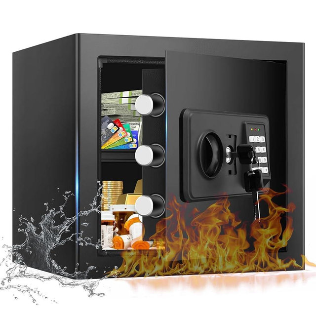 1.8 Cub Small Fire Safe for Home Use, Digital Security Safes Fireproof Waterproof with Combination Lcok and Removable Shelf, Anti-theft Fireproof Safe Box for Document Money Valuables