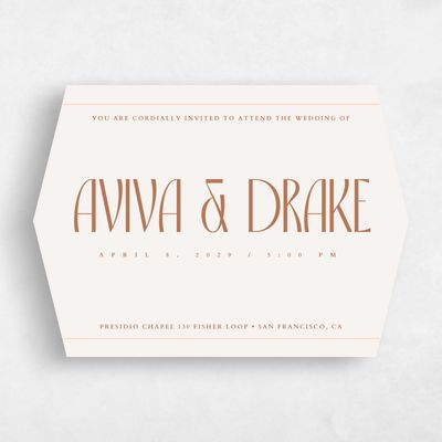 Orange Diamond Wedding Invitation - Trogir Landscape