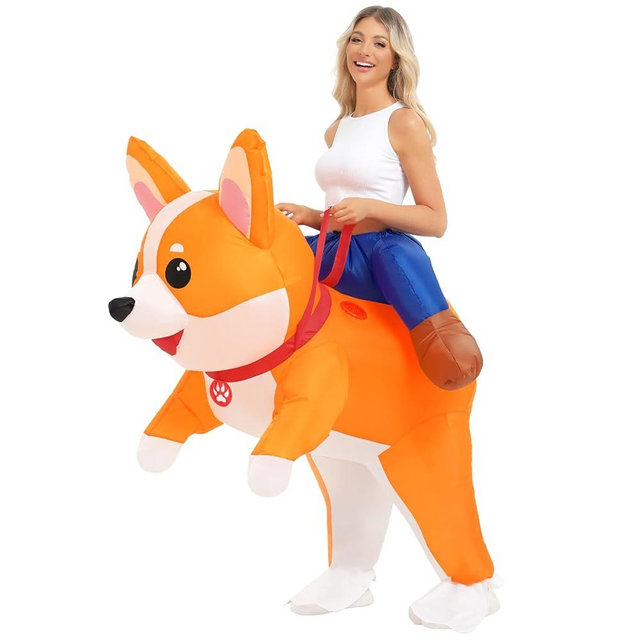 Inflatable Costumes for Adult Dog Costume Halloween Blow Up Ride on Corgi Costume Animal Suit for Men Women Cosplay Party