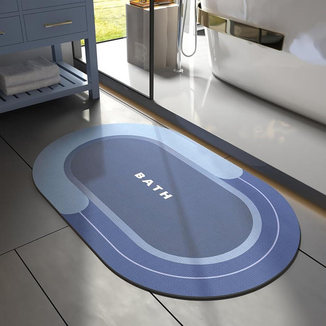 MontVoo Bath Mat - Non Slip, Quick Dry, Stain Resistant Bath Mat Rug for Bathroom Floor - Easy Care Shower Rug for Outside Bathtub - 17"x27" Navy