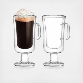 Double Wall Footed Irish Coffee Mug, Set of 2