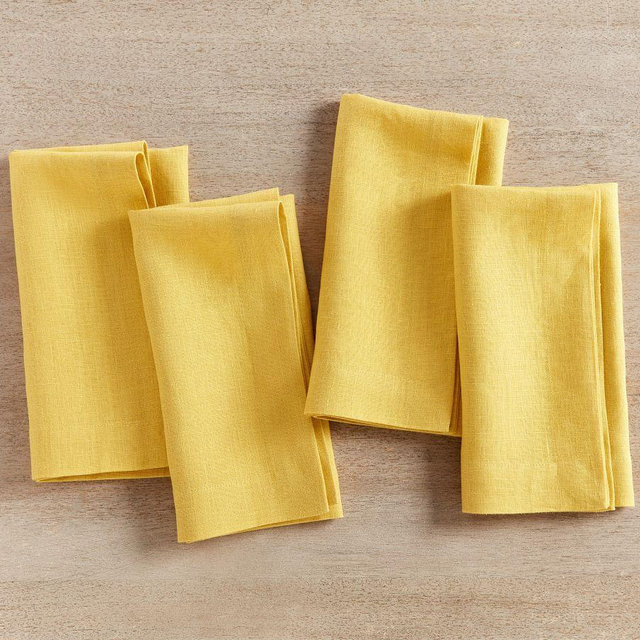 Mason Oversized Linen Napkins, Set of 4 - Lemon Yellow