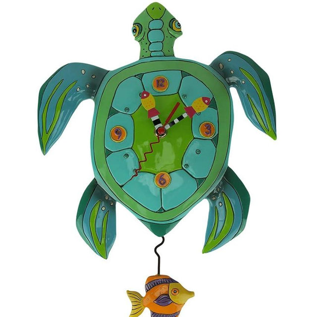Allen Designs P1858 Whimsical Turtle Pendulum Wall Clock Sup Dude?