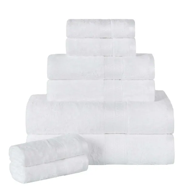 Rayon From Bamboo Cotton Blend Solid Assorted 8 Piece Bathroom Towel Set, White - Blue Nile Mills