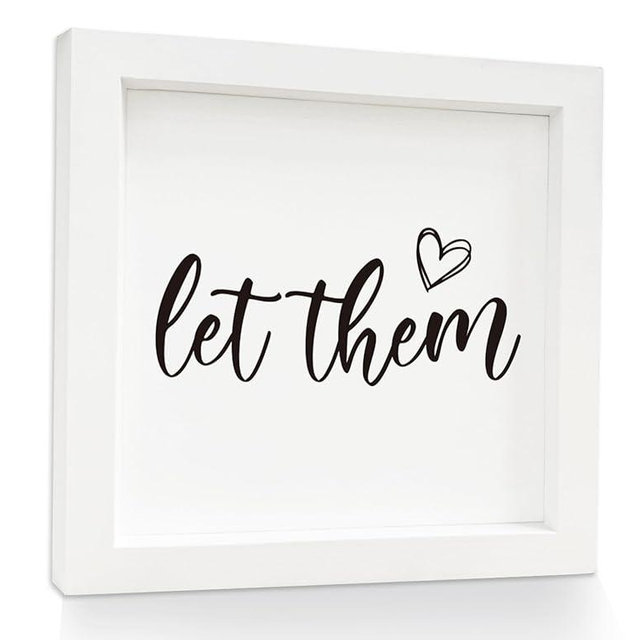 Mtrgdn Let Them Sign,Office Decorations for Work,Let Them Mental Health Rustic Wooden Framed Signs for Home Cubicle Wall Decor Desk Shelf Decor, Office Gifts for Coworkers Women,5x5 Inch