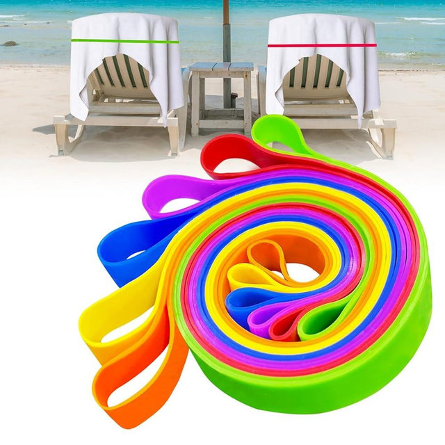 Beach Towel Band for Cruise Chairs Great Alternative to Beach Towel Clips Cruise Ship Beach Vacation Essentials 6 PCS (Six Colors, L：11.8 W：0.6 T：0.06)