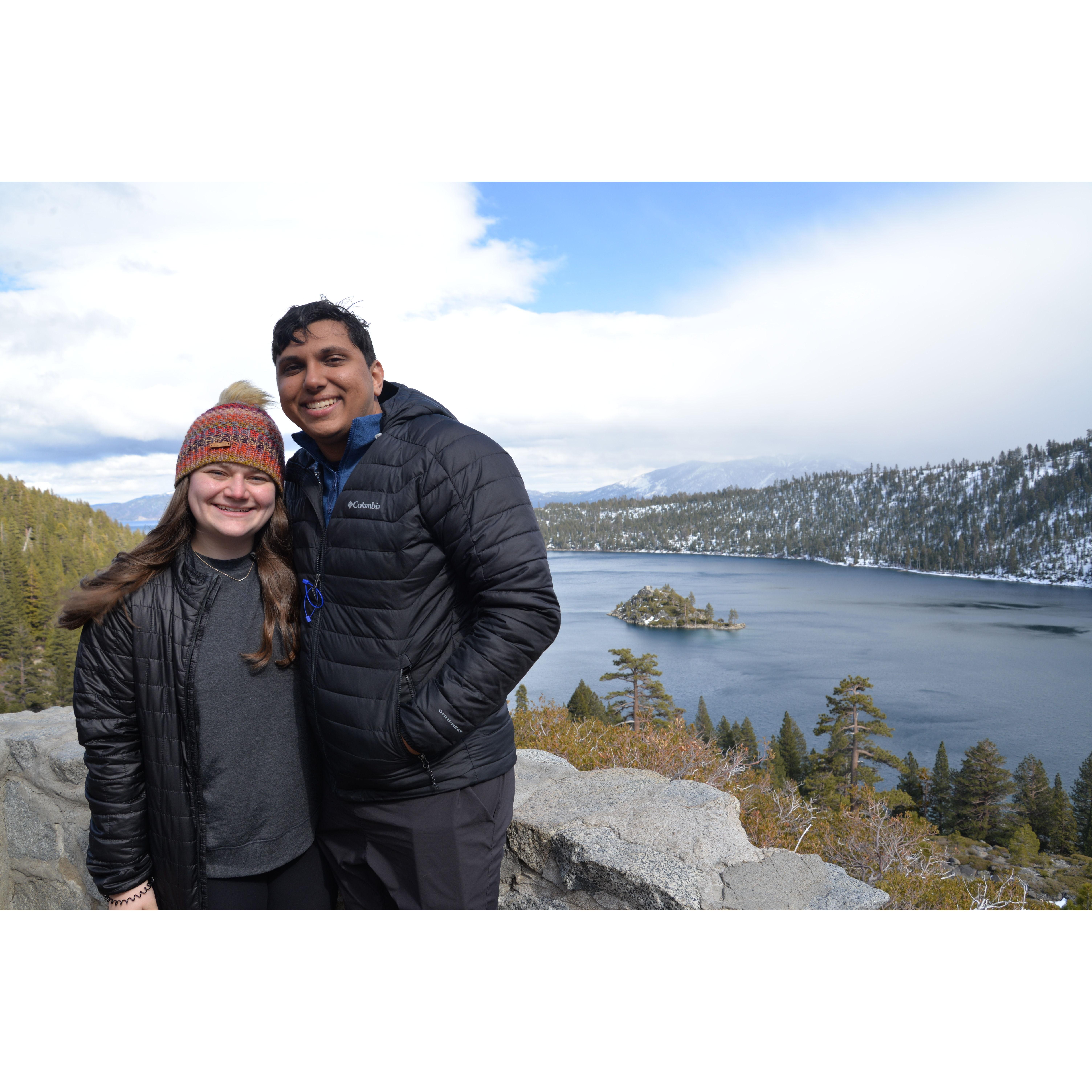 Amol learned how to ski in Lake Tahoe on their trip in March 2021