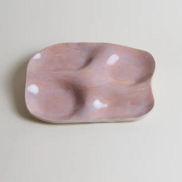 Ceramic Snack Plate (Four Wells) - Desert Pink