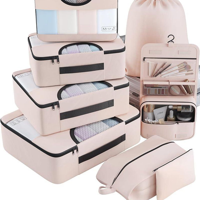 Veken 8 Set Packing Cubes, Travel Gifts for Women Mom, Carry on Suitcase Organizer Bags with Hanging Toiletry Bag and Large Laundry Bag, Travel Essentials Luggage Accessories for Cruise Ship