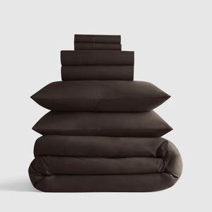 Classic Organic Percale Deluxe Bedding Bundle in Espresso (King)